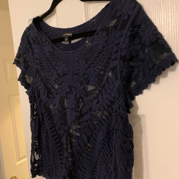 Sheer navy blue top. Size small. - Picture 9 of 10